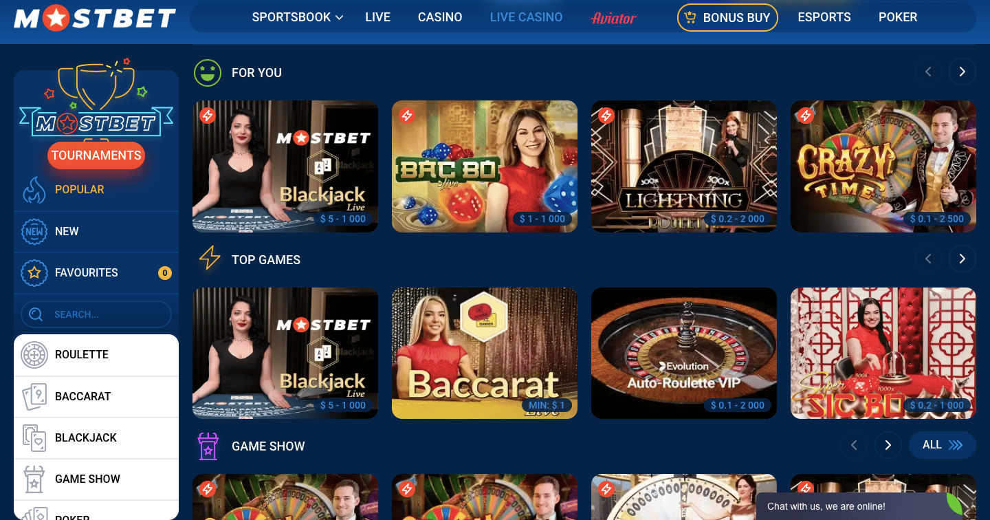 Mostbet Live Casino